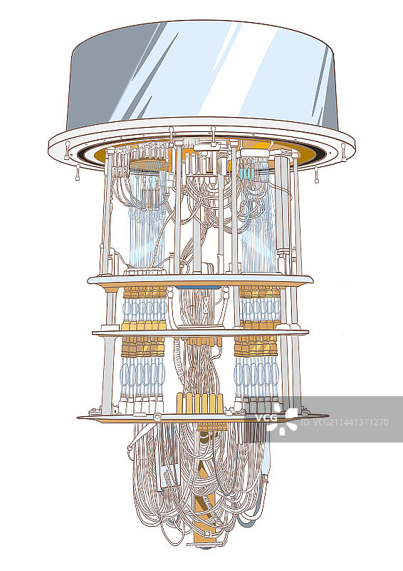 中国量子计算机处理器，芯片手绘插画图片素材