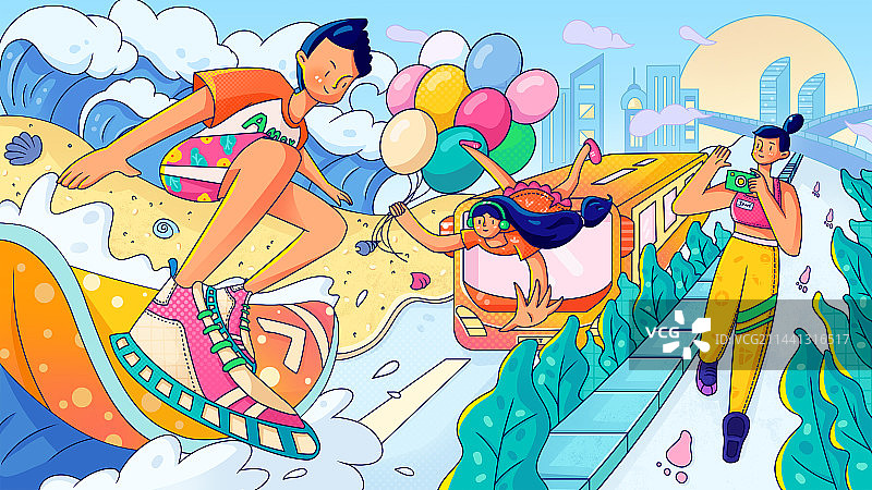 城市印象绘厦门图片素材