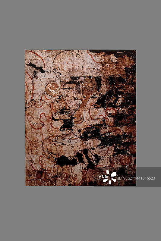 东汉墓壁画，伏羲擎月图片素材