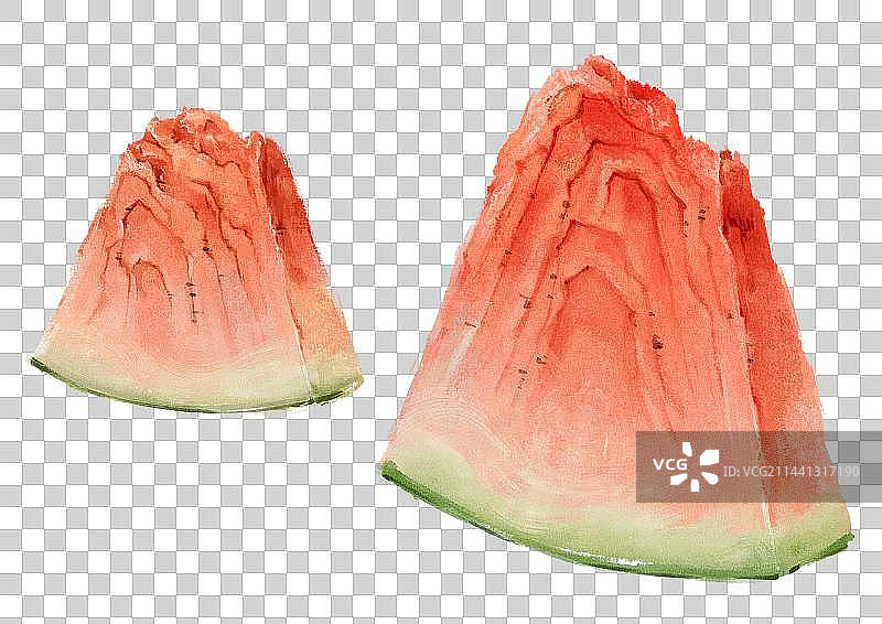 西瓜山-水彩元素图片素材