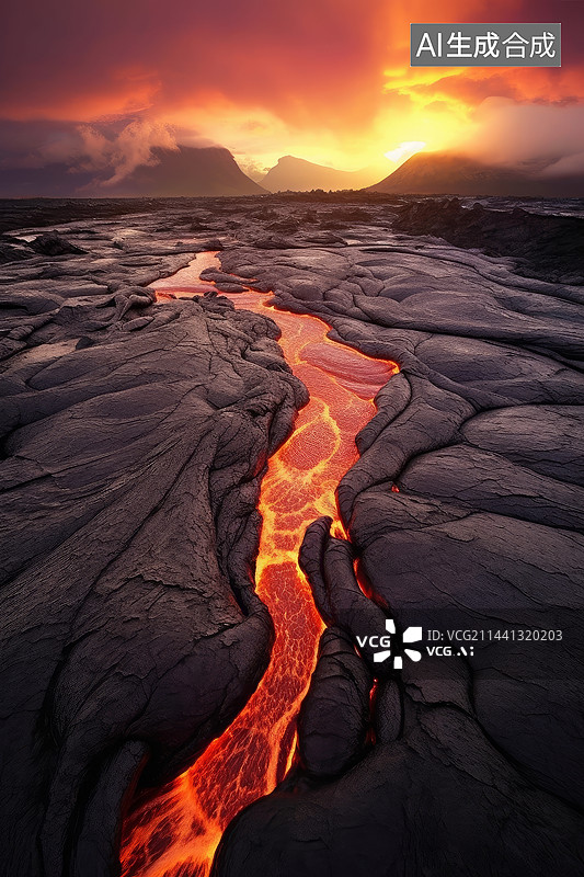 【AI数字艺术】唯美自然火山岩浆场景图片素材