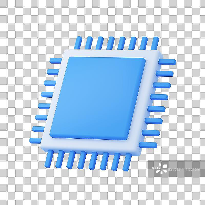 蓝色的科技感芯片3d图标图片素材