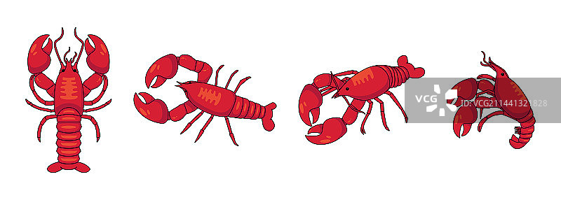 小龙虾矢量插画元素图片素材