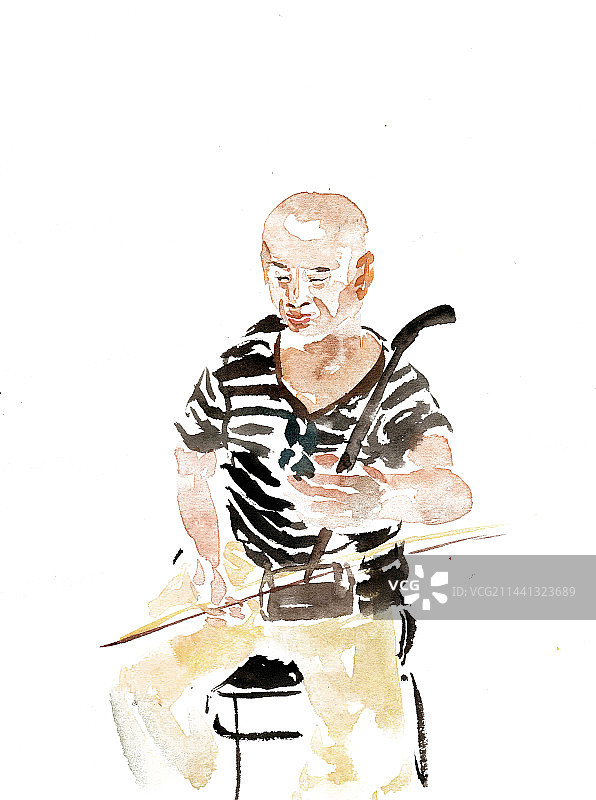 拉二胡的老人图片素材