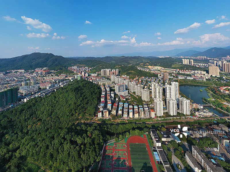 湖南省郴州市苏仙区东塔公园烈士公园航拍图片素材