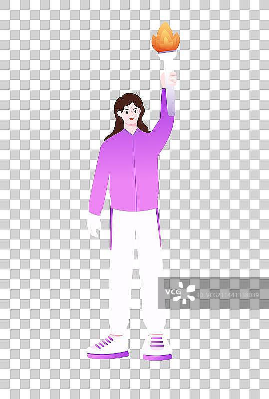 女火炬手矢量插画，杭州亚运会奥运会比赛图片素材