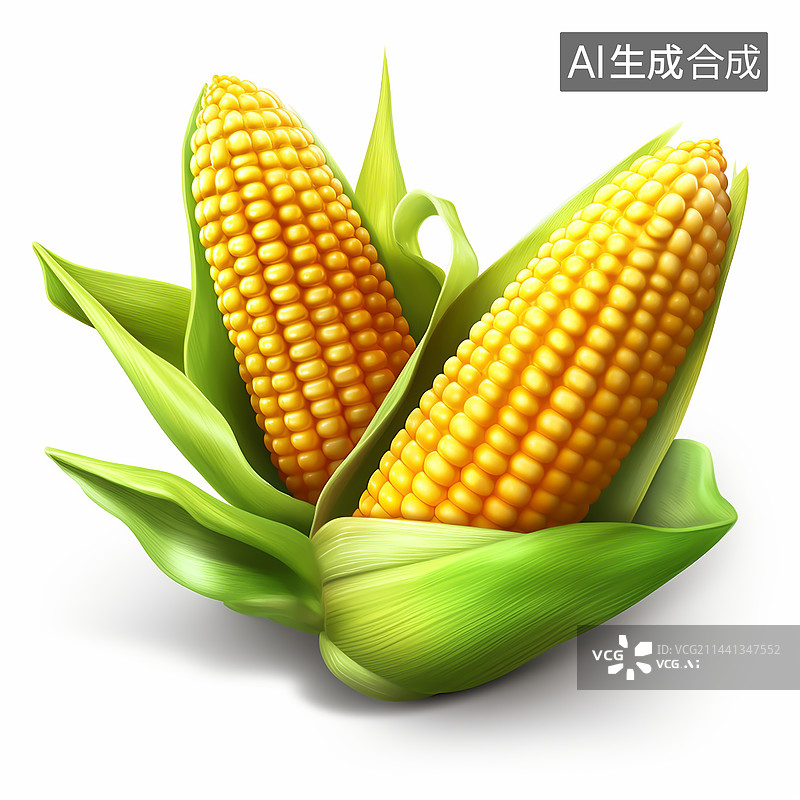 【AI数字艺术】纯色背景玉米插图图片素材