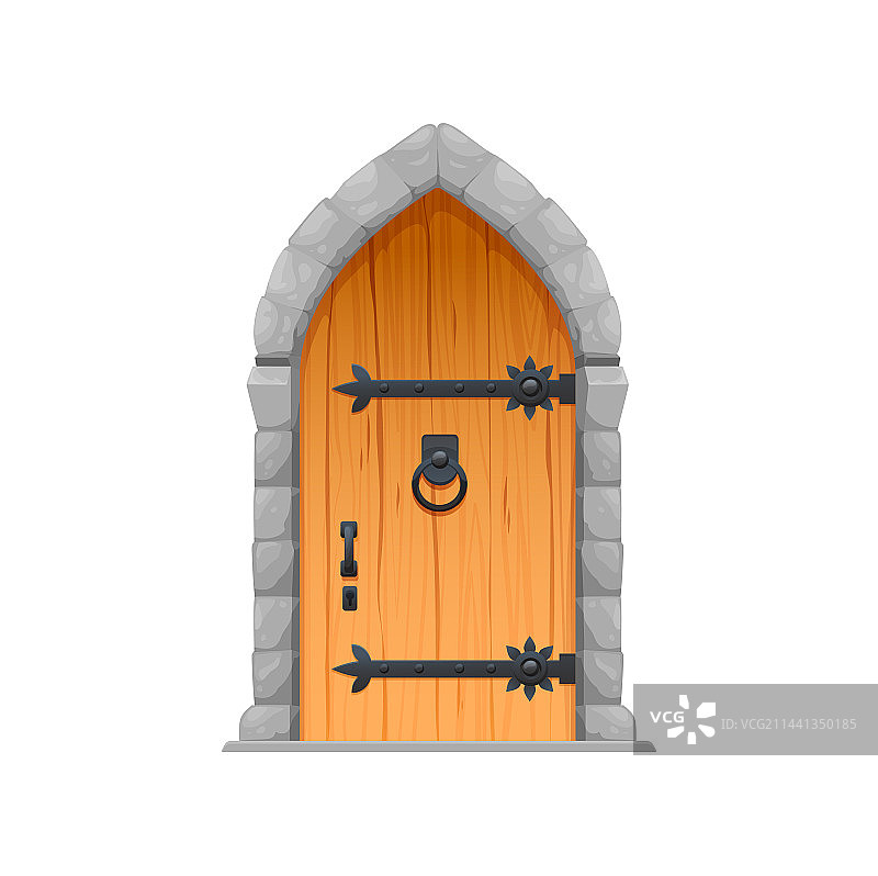 卡通中世纪城堡木门图片素材