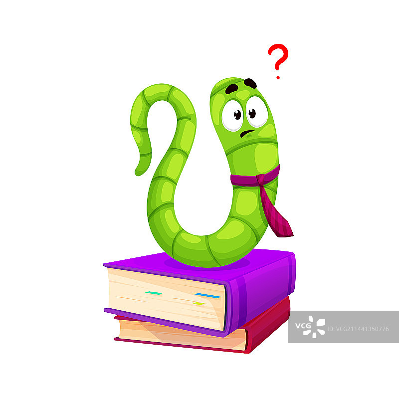 有问题的卡通书虫角色图片素材
