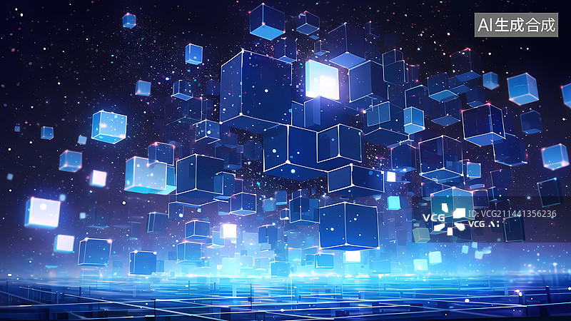 【AI数字艺术】抽象立方体背景数字场景图片素材