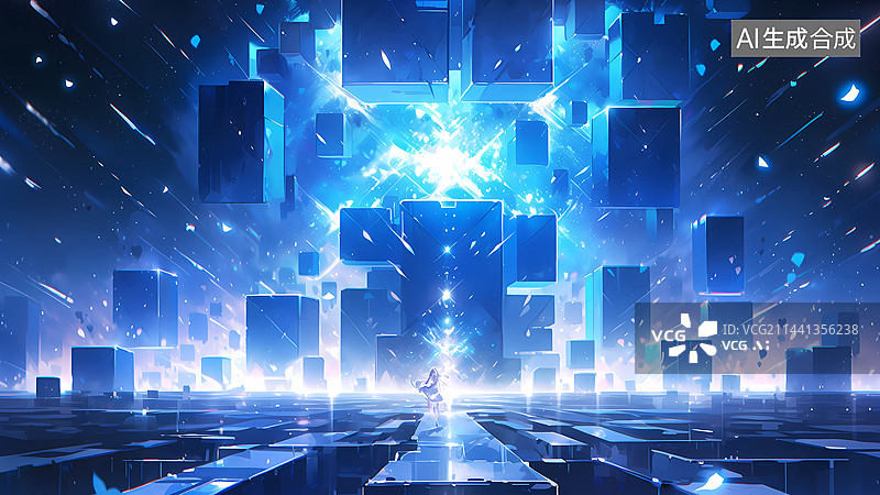 【AI数字艺术】抽象立方体背景数字场景图片素材