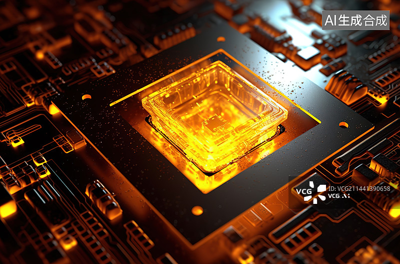 【AI数字艺术】计算机芯片全帧拍摄图片素材