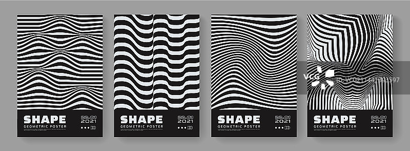 光学海报抽象条纹3D波浪图片素材