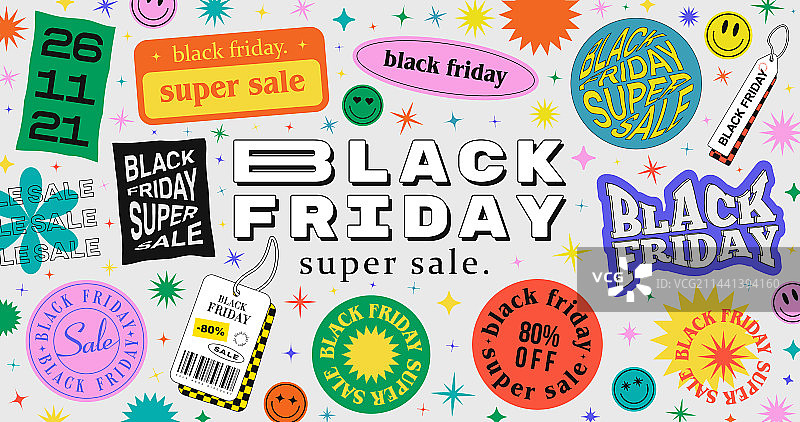 酷炫黑色星期五超级促销贴纸图片素材