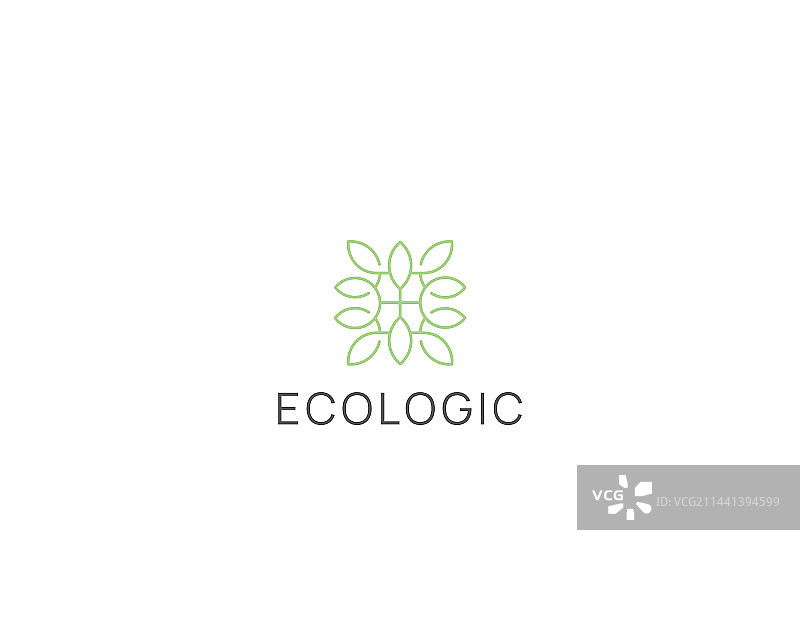 生态标志线性树叶装饰图片素材