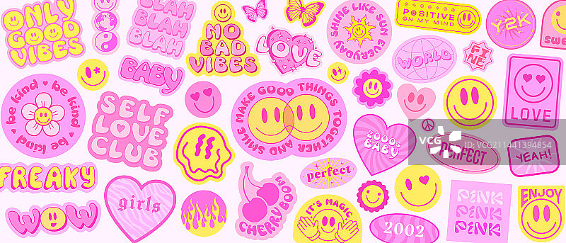 酷炫时尚Y2K贴纸背景图片素材
