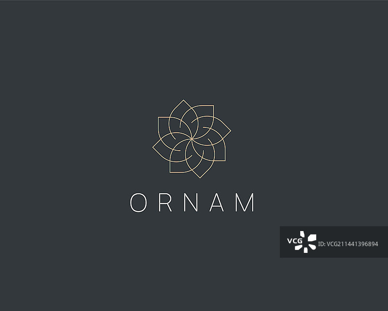 优雅抽象的线性花卉Logo图标图片素材