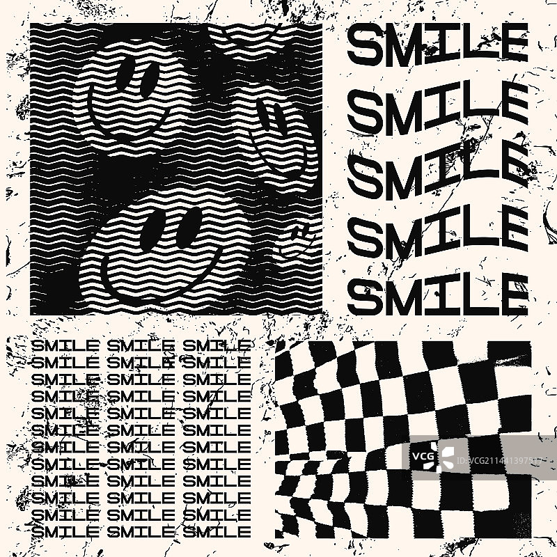 抽象微笑纹理印花设计图片素材