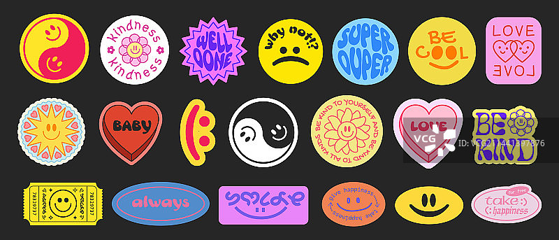 Y2K潮流笑脸波普艺术贴纸系列图片素材