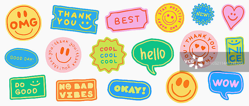 酷炫手绘贴纸设计拼贴图片素材