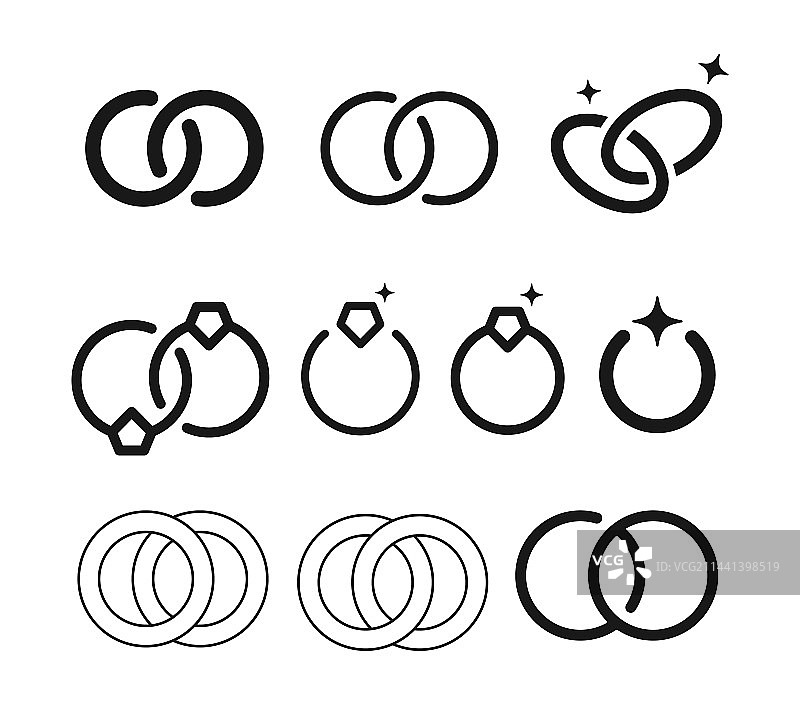 结婚戒指图标设计珠宝符号合集图片素材