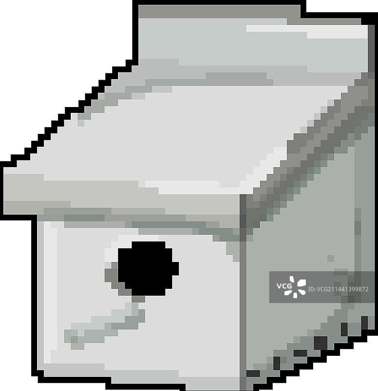 树木鸟舍像素艺术图片素材