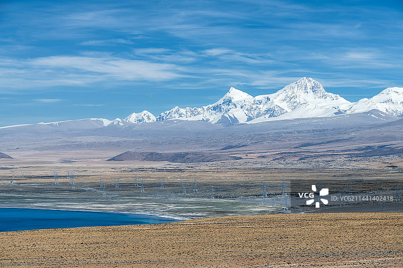 西藏日喀则市吉隆县看到的希夏邦马峰等雪山图片素材