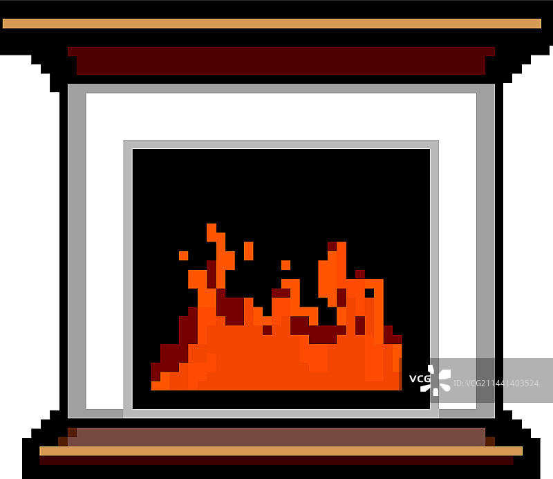 像素风燃烧的壁炉图片素材