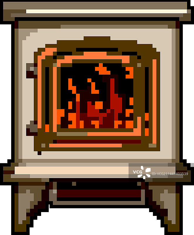 家具壁炉游戏像素艺术图片素材