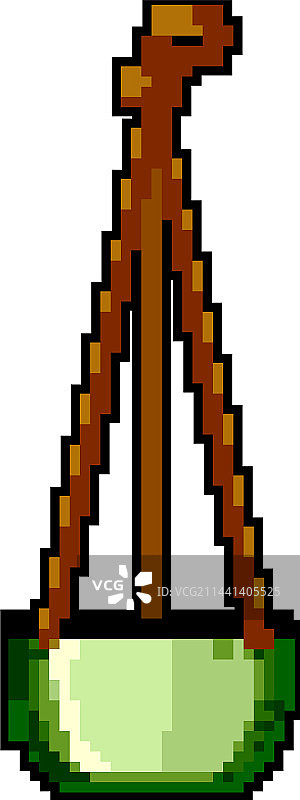 自然悬挂式花盆像素画图片素材