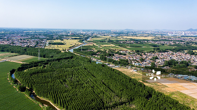 航拍山东省临沂市临沭县春季风景图片素材