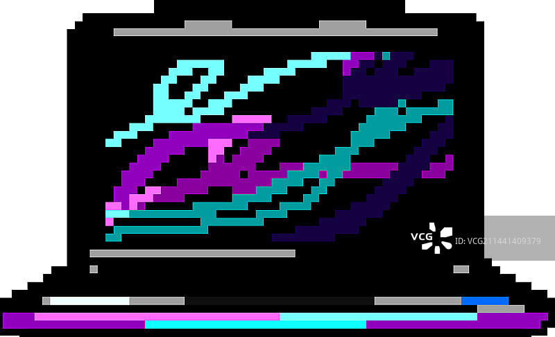 笔记本电脑游戏像素艺术屏幕图片素材