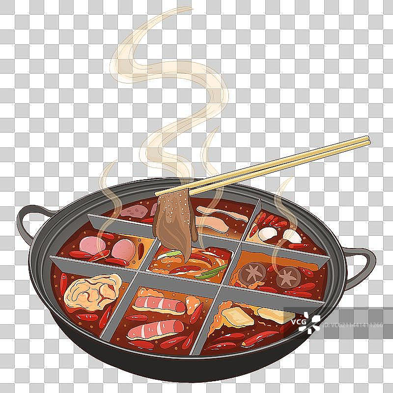 重庆美食九宫格火锅插画元素图片素材