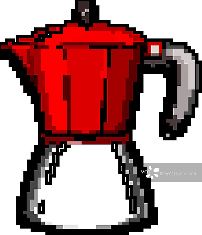 像素风摩卡壶浓缩咖啡图片素材