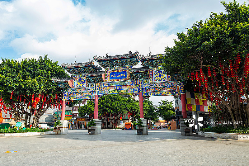 东莞市华阳湖，拈花寺，牌坊图片素材