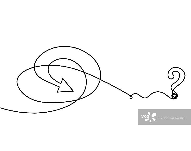 抽象连续线条箭头和问题图片素材