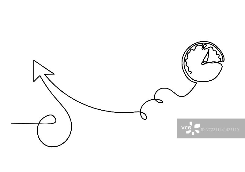 抽象连续线条箭头和时钟图片素材