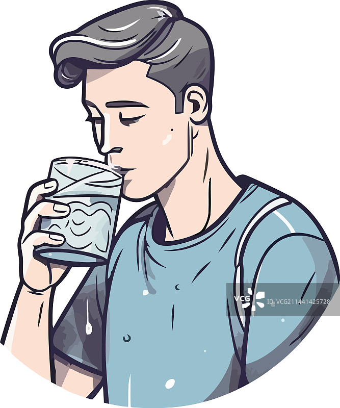 一个人拿着清凉的饮料微笑图片素材