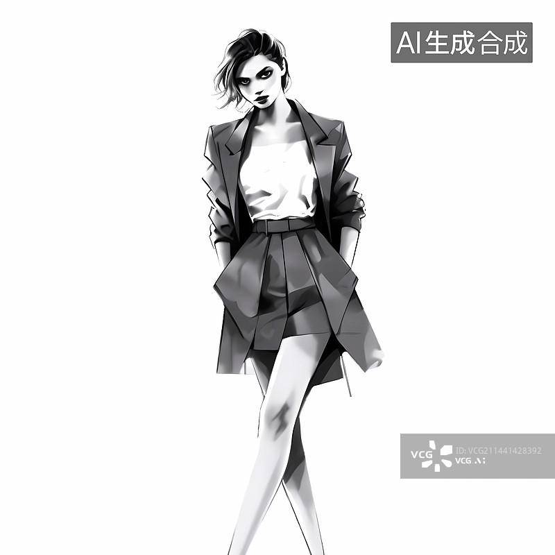 【AI数字艺术】时尚插画速写图片素材