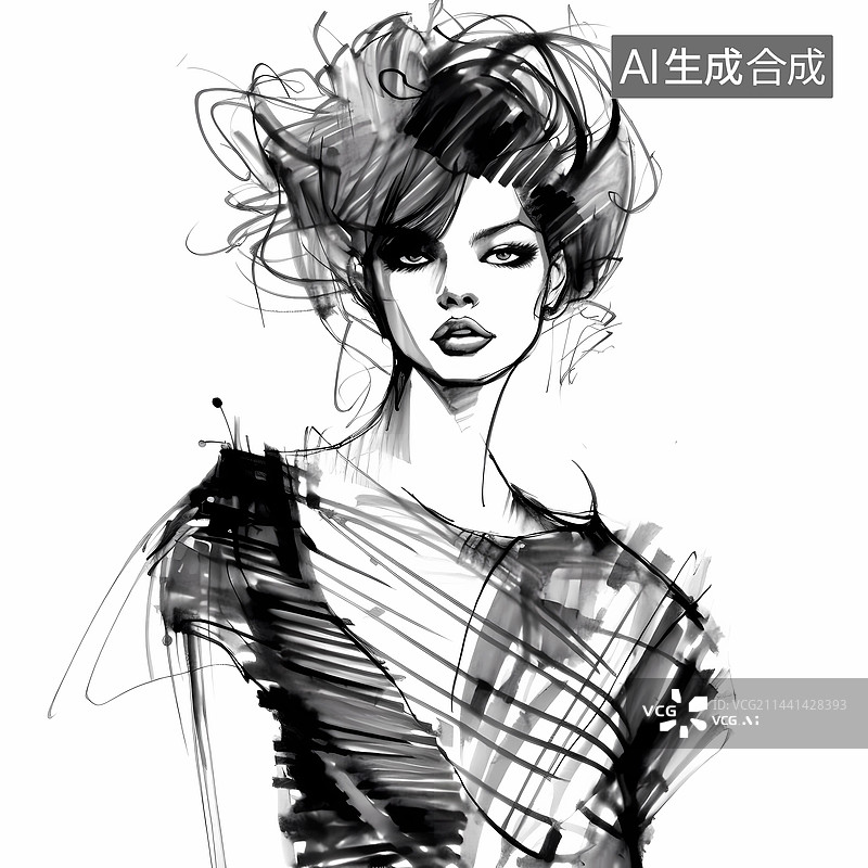 【AI数字艺术】时尚插画速写图片素材
