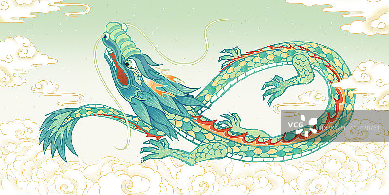 龙年二月二龙抬头端午节青龙插画图片素材