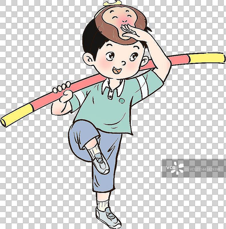 扛着金箍棒扮演孙悟空玩游戏的儿童人物元素图片素材