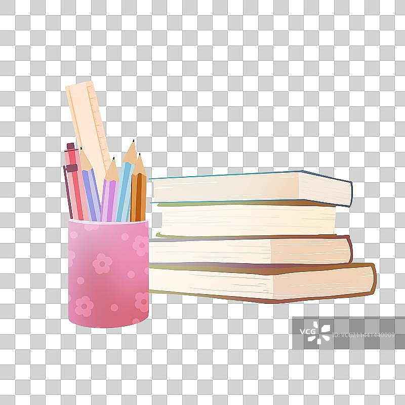 笔筒跟书本图片素材