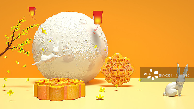 C4D中秋节节日展台图片素材