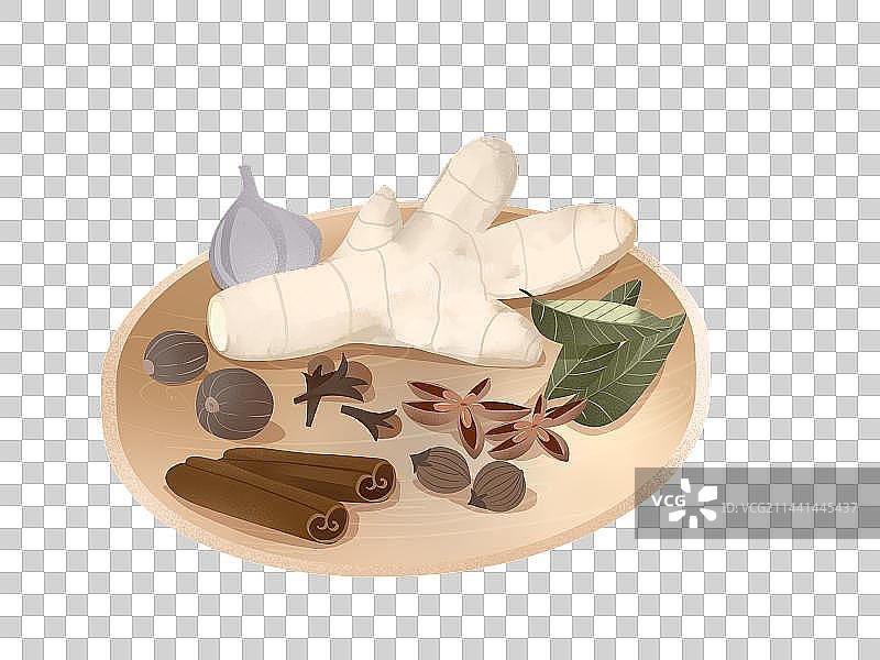 生姜 大料 八角 香叶 豆蔻 草果 大蒜图片素材