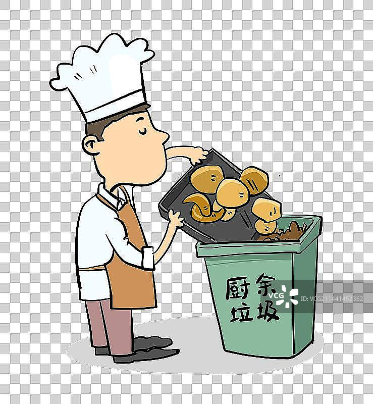 厨师把食物倒入垃圾桶图片素材