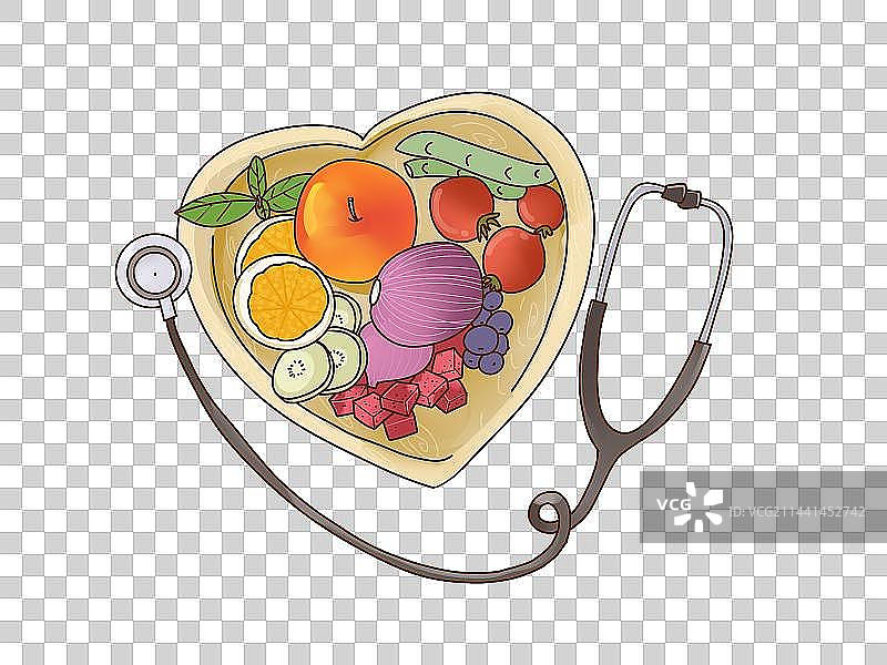 听诊器鱼蔬菜水果图片素材