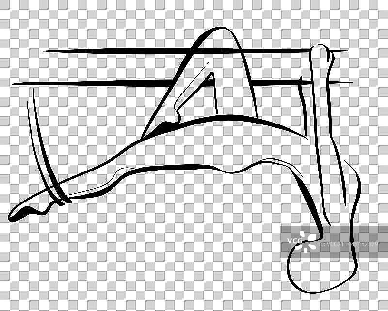 简笔画卡通手绘瑜伽体式黑白线稿插画元素图片素材