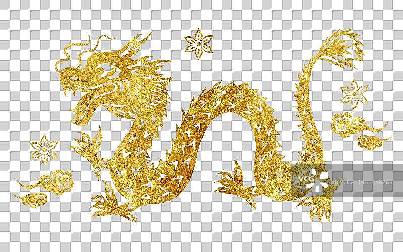 龙年龙剪纸风格元素图片素材