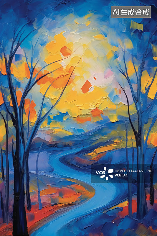 【AI数字艺术】厚涂抽象的油画艺术背景图片素材